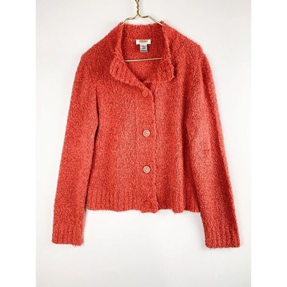 Talbots Size Large Made In Korea Sherpa Acrylic Wool Blend Coral Sweater Knit - Picture 1 of 5